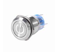 LED Latch Button Switch Stainless Steel Self Locking Push Button Power Switch 12V 24V for Marine RV Truck Boat Industrial Equipment Silver 19mm (white)