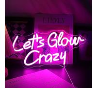 LED Let's Glow Crazy Neon Sign Light Up Signs for Bedroom Home Game Room Hotal Cafe Beer Pub Bar Party Desk Wall Art Decorations Birthday Christmas Gifts (pink)