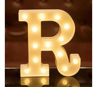 LED Letter Lights Alphabet Light Up Sign for Night Light Home Party Birthday Wedding Bar Decoration LED Letter Battery Powered Christmas Night Light Lamp Home Bar Decoration (R)