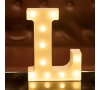 LED Letter Lights Alphabet Light Up Sign for Night Light Home Party Birthday Wedding Bar Decoration LED Letter Battery Powered Christmas Night Light Lamp Home Bar Decoration (L)