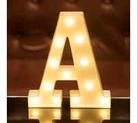 LED Letter Lights Alphabet Light Up Sign for Night Light Home Party Birthday Wedding Bar Decoration LED Letter Battery Powered Christmas Night Light Lamp Home Bar Decoration (A)