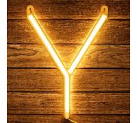 LED Letter Neon, Neon Light Sign Y, 22cm Warm White LED Letter Lights, USB/Battery Operated for Birthday, Wedding, Christmas