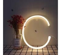 LED Letters Neon Light Sign Alphabet A-Z Marquee Word Sign Warm White Neon Words Lighting Girls Night Light Wall Hanging Decor for Christmas Birthday Wedding Party Bar Bedroom Party Accessories (C)