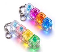 LED Light 4 Keys Keyboard Fidget Toy Mini Keyboard with 4 Buttons Fidget Funny Colorful Stress Anxiety Toy Light Keyboard Clicker Keychain for Travel Office School 2 Colors