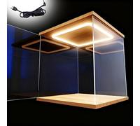 Led Light Acrylic Display Case with Front Door, Stackable Large Clear Acrylic Organizer Box for Figures, Dust Proof Protection Showcase Assemble(25x25x30cm(10x10x12in))