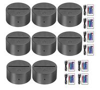 LED Light Base, 8-Pack 3D Night LED Light Lamp Base, Large Size Base Includes Remote Control + USB Cable, 16 Colors Decoration Maison Decorative Lights for Bedroom Child Room Living Room Bar (Black)