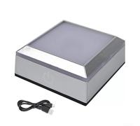 LED Light Base for 3D Glass Art, Square Display Stand with 6 Color Modes, Touch Control USB or Battery Powered, Silver 6.7x6.7cm(square)