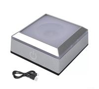 LED Light Base for 3D Glass Art, Square Display Stand with 6 Color Modes, Touch Control USB or Battery Powered, Silver 6.7x6.7cm(ball)