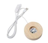 LED Light Base, Oak Wood USB Powered Round LED Light Dispaly Base Plate Glowing Decorative Display Lamp for Home(Colorful)