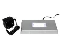LED Light Base Rectangular Display Stand, White Light, 20x9cm, Silver Finish, 5 LED, with UK Power Supply (Light Base with UK Power Supply)