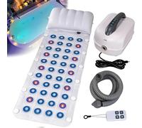 LED Light Bath Massage Mat - 6 Adjustable Bubble Intensities, Remote Control, Inflatable Pillow, Anti-Slip Suction Cups, 110cm for Relaxing Home Spa Experience