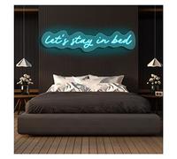 LED Light Board Signs Let's Stay in Bed LED Light Board Signs Personalized Large LED Acrylic Light Up Neon Sign For Bedroom For Wall Decor Wedding Bar Party Ou (Ice Blue Width 70CM)