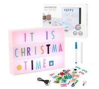 LED Light Box Cinema Style Message Board with 180Letters+85 Emojis+81 Transparent Cards +2 Markers Vintage Home Decor for Bedroom, Party, Wedding - Creative Gift for Kids, Teens, Adults (Pink)