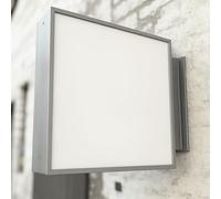 LED Light Box Sign - 60x60cm Sharp Square - Silver Double-Sided Outdoor Projection Sign - Wall-Mounted, Waterproof, Energy-Efficient - For Businesses, Shops, Takeaways, Restaurants
