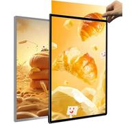 LED Light Box,Ultra-thin Wall-Mounted Indoor Advertising Frame,Tempered Glass Illuminated Poster Display,Advertising Light Box,Restaurants Menu Board,for Restaurants,Bars,Shops(Silver,40 * 60CM)