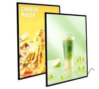 Led Light Box, Ultrathin Frame Led Light Box with Aluminum Profile, Wall Mounted Advertising Display Frame, Slim Tempered Glass Illuminated Menu Board for Restaurants, Bars, Shops, black A2（435*601）