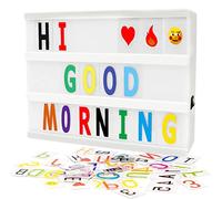 LED Light Box with 192 Letters Numbers and Emojis, A4 Cinematic Light Box USB and Battery Powered, Cinema Light Box for Girls and Boys, Christmas, Birthday