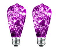 LED Light Bulb, 2 Pack Vintage Edison Bulb, E27 220V 3W LED Decorative Light Bulbs Copper Wire Firework Light Bulb Retro Starry Light Bulb for Party Home Christmas (A Pink)