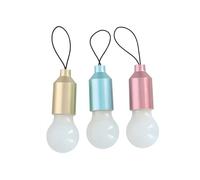 LED Light Bulb Keychain with Pull Switch, 5.5cm, Multicolour Changing, Metallic Pink/Blue/Yellow, Random Colour Selection