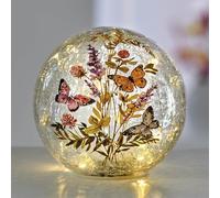 LED Light Butterfly Floral Glass Globe Ornament