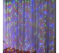 LED Light Curtain USB Curtain Fairy Lights Indoor/Outdoor, Backdrop Window Curtain Lights 8 Modes with Hooks, for Party Decoration Bedroom Wedding Birthday Garden Window (Colourful,3 * 2M)