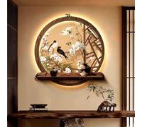 LED Light Decor Wall Art, Wall Hanging Sculpture Painting with Light, 3-Layer Frameless Sandstone Painting, Modern Home Decorative Wall Lamp for Entryway Living Room(A,70cm)