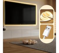 LED Light for TV Background, Ambient Fill Light, Self-Adhesive Backlight, Gaming Room Decoration, Rechargeable Strip With USB Port, Warm Yellow