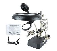 LED Light Helping Hands Magnifier Station, Helping Hands Magnifying Glass Soldering Station Magnifying Desk Lamp with Auxiliary Clips for Miniatures Projects Soldering