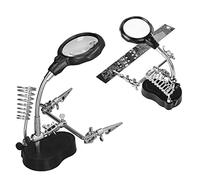 LED Light Helping Hands Magnifier Station, LED Lighted 3.5X 12X Magnifier with Support Clip, Desktop Magnifying Glasses for Small Electronic Repairs and Welding