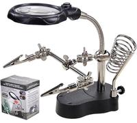 LED Light Helping Hands Soldering Magnifier Station Professional 3.5X 12X Magnifying Glass Stand with Alligator Clips for Soldering, Fabrication and Inspection of Micro-Objects