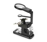 LED Light Helping, Power, Garden & Hand Tools Hands Magnifier Soldering Station USB Electric Iron Workstation with 3X 4 5X 25X Lighted Magnifying Glass Stand Clamp and Clips (Black)
