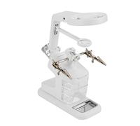 LED Light Helping, Power, Garden & Hand Tools Hands Magnifier Soldering Station USB Electric Iron Workstation with 3X 4 5X 25X Lighted Magnifying Glass Stand Clamp and Clips (White)