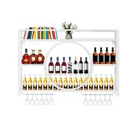 LED Light Iron Wall Wine Rack - Display Shelf with Wine Glass Holder | Hanging Wine Holder with Multifunctional Metal Wall Mounted Design | Ideal for Dining Room, Bar, an