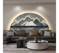 LED Light Landscape Wall Art Decor, Light Sun and Moon 3D Wall Painting, Illuminated Wall Sculpture Mural with Mountain & deer, for Living Room,003,60 * 180