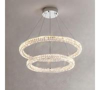 Led Light Luxury Circle Staircase Grand Chandelier, Light Luxury Circle Crystal Chandelier, Creative Crystal lamp, for Living Room Master Bedroom Dining Room Bedroom,60cm