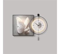 LED Light Modern Wall Clock - Butterfly Wall Art with Plug-in Power Supply for Entryways, Living Rooms, Hallways