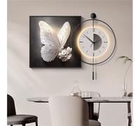 LED Light Modern Wall Clock - Butterfly Wall Art with Plug-in Power Supply for Entryways, Living Rooms, Hallways