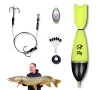 LED Light Pike Dead Bait Float Rig Fishing Kit Including Trace Hooks Float - UK POST