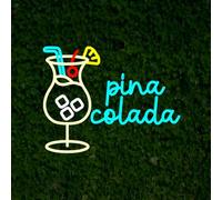 LED Light Pina Colada Neon Sign, Summer Cocktail Neon Light, Neon Lamp Pina Colada, Tiki Bar Light, Tropical LED Neon Decor for Bar Coffee Wall Decor
