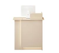 LED Light Reception Desk, Modern Salon & Office Front Counter, Simple Apricot Design, 120cm/47in - Stylish Lobby Desk for Enhanced Customer Experience & Professional Appeal