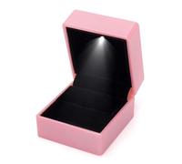 LED Light Ring Box for Engagement Proposal Romantic Jewelry Gift | Premium rubber exterior with soft velvet lining, designed for jewelry storage and displays. Pink