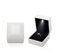 LED Light Ring Box for Engagement Proposal Romantic Jewelry Gift | Premium rubber exterior with soft velvet lining, designed for jewelry storage and displays. White