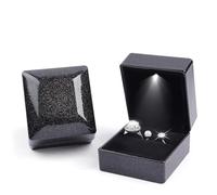 LED Light Ring Box for Engagement Proposal Romantic Jewelry Gift | Premium rubber exterior with soft velvet lining, designed for jewelry storage and displays. Black