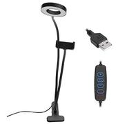 LED Light Selfie Fill Light with Adjustable Brightness 360 Degree Rotating Phone Holder for Live Streaming Makeup Photography Black Aluminium Alloy 70cm