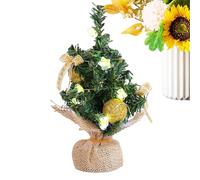 LED Light Table Christmas Tree | Mini Christmas Trees with Star and Wooden Base | Table Centerpiece for Holidays for Seasonal Kitchen Dations for Wedding Party