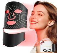 LED Light Therapy Face Mask with Neck Device, 103 3-in-1 Beads, Rechargeable Remote-controlled, Timing Function for Home, Work, Travel, Yoga & Sleep