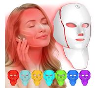 LED Light Therapy Mask for Face & Neck, 7 Colors Face Light Therapy Mask, Beauty Skin Rejuvenation Photon Device for Anti-aging Skin Rejuvenation Facial Beauty Anti Wrinkle, USB-C Rechargeable (B)