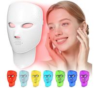 LED Light Therapy Mask for Face & Neck, 7 Colors Face Light Therapy Mask, Beauty Skin Rejuvenation Photon Device for Anti-aging Skin Rejuvenation Facial Beauty Anti Wrinkle, USB-C Rechargeable (A)