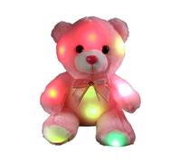 Led Light-Up Bear - Pink Huggable Doll, Huggable Soft, Cute Cartoon Bear Design | Bedroom Night Light Toy Kids Boys Girls Family Companion Travel Camping Playtime Bedtime Birthday Holiday