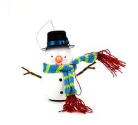LED Light Up Christmas Bauble with Flashing Nose - Snowman